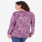 Plus Size Soft Knit Print Tunic with Notch Neckline image number null