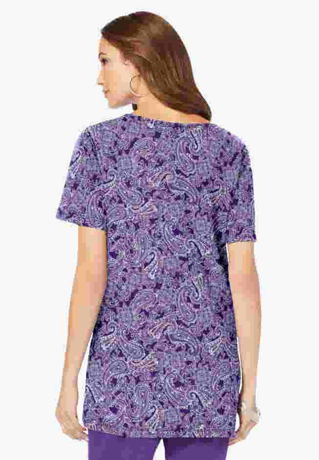Soft Knit Print Notch Neck Tunic image number 2