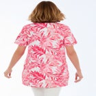 Plus Size Soft Knit Print Tunic with Notch Neckline image number null