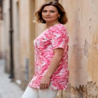 Plus Size Soft Knit Print Tunic with Notch Neckline image number null