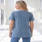 Plus Size Soft Knit Print Tunic with Notch Neckline image number null