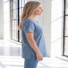 Plus Size Soft Knit Print Tunic with Notch Neckline image number null