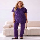 Plus Size Soft Knit Print Tunic with Notch Neckline image number 0