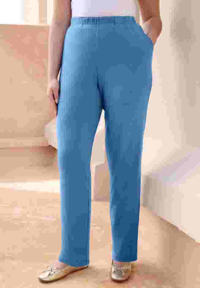 Plus Size Straight Leg Soft Knit Pull On Pant image number 0