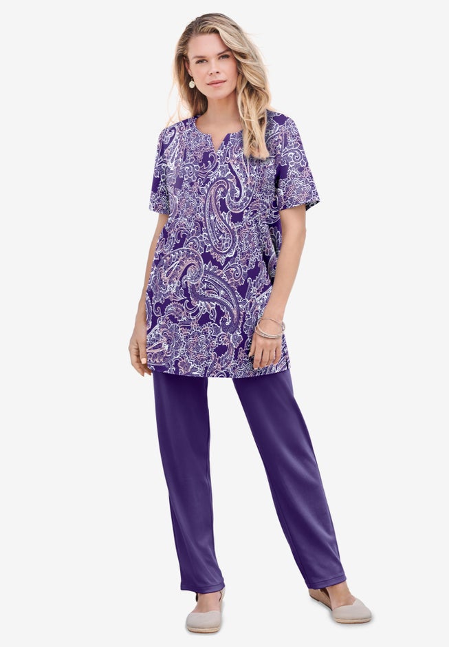Plus Size Straight Leg Soft Knit Pull On Pant image number 6
