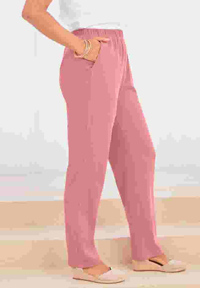 Plus Size Straight Leg Soft Knit Pull On Pant image number 2