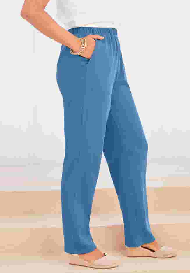 Plus Size Straight Leg Soft Knit Pull On Pant image number 3