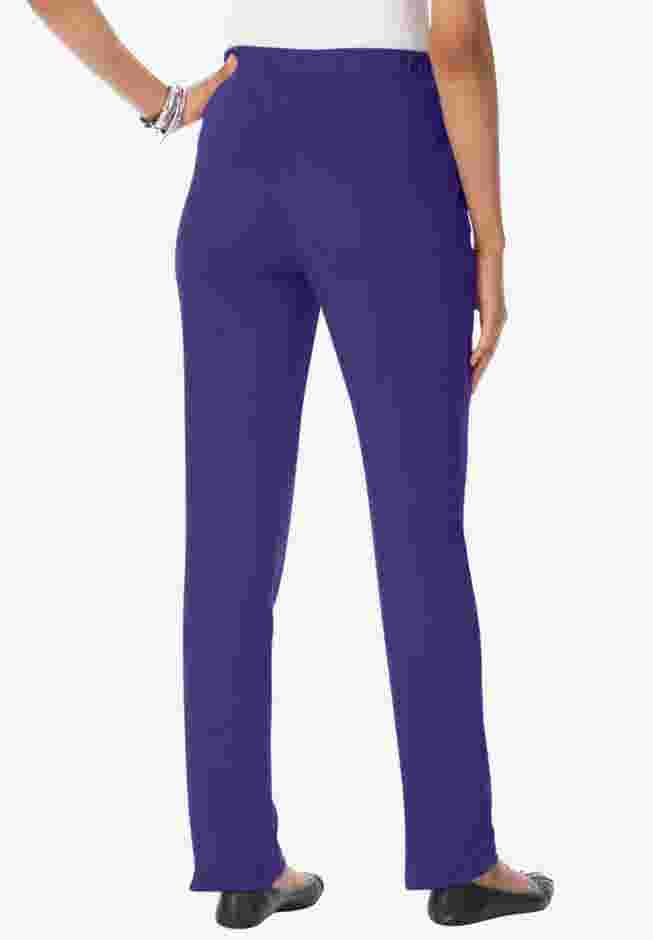 Plus Size Straight Leg Soft Knit Pull On Pant image number 1