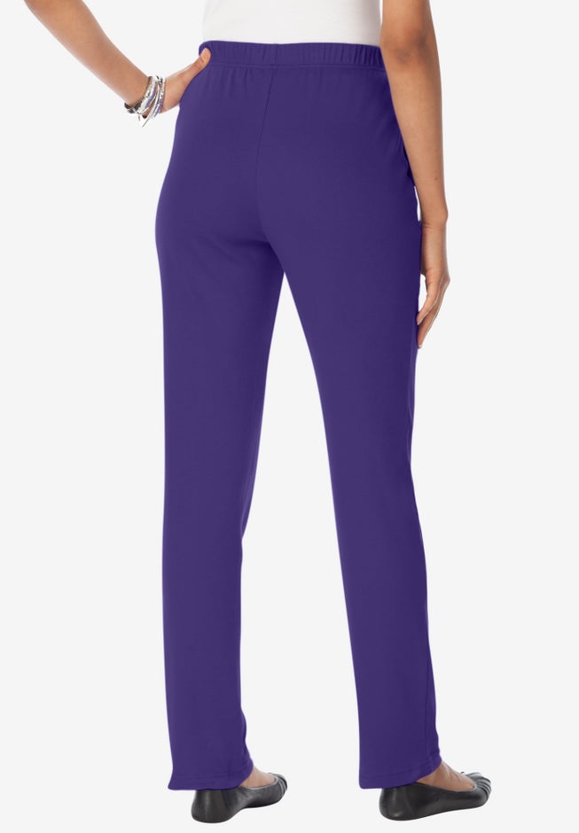 Plus Size Straight Leg Soft Knit Pull On Pant image number 1