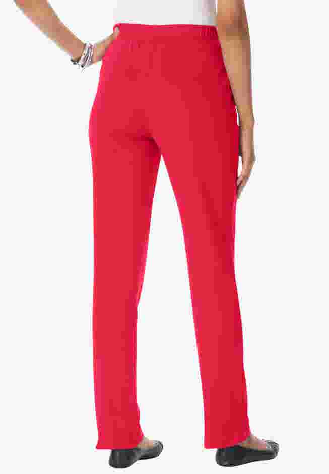 Plus Size Straight Leg Soft Knit Pull On Pant image number 1
