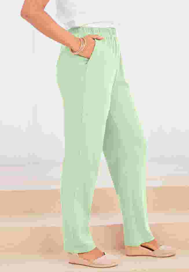 Plus Size Straight Leg Soft Knit Pull On Pant image number 2