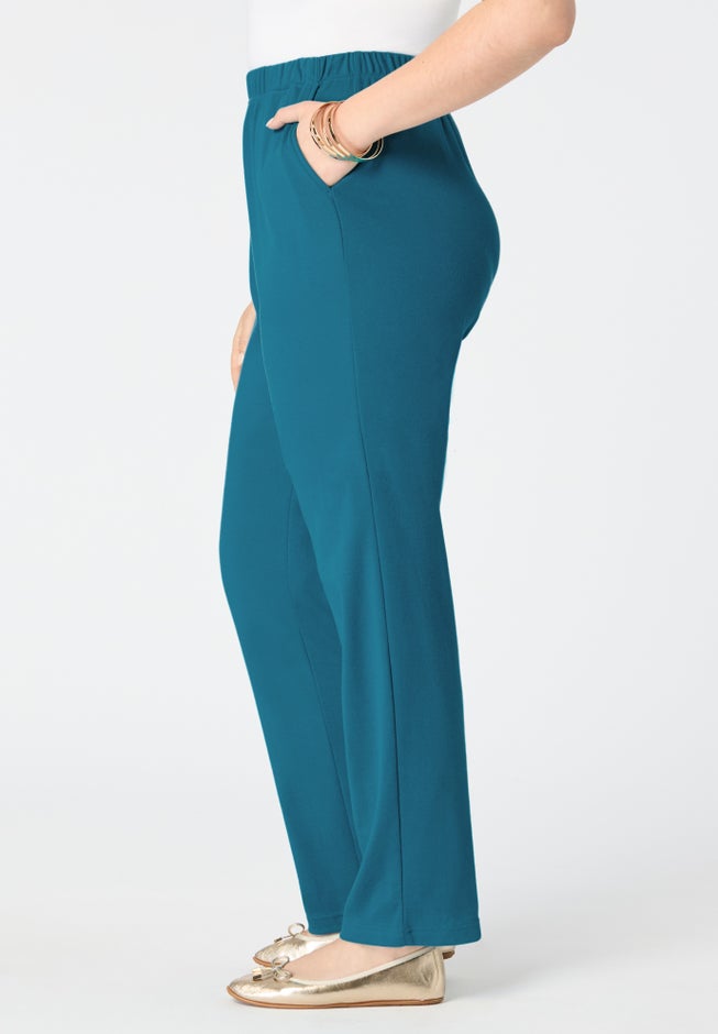 Plus Size Straight Leg Soft Knit Pull On Pant image number 2