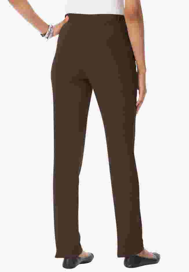 Plus Size Straight Leg Soft Knit Pull On Pant image number 1