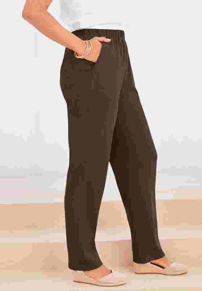 Plus Size Straight Leg Soft Knit Pull On Pant image number 2