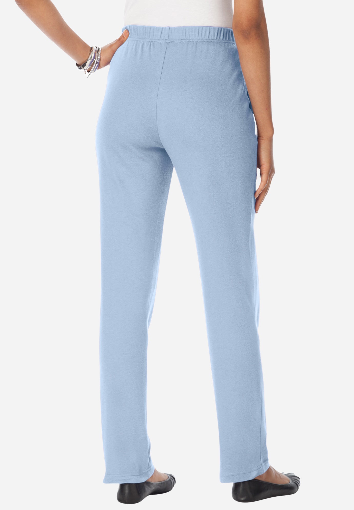 Plus Size Straight Leg Soft Knit Pull On Pant image number 1