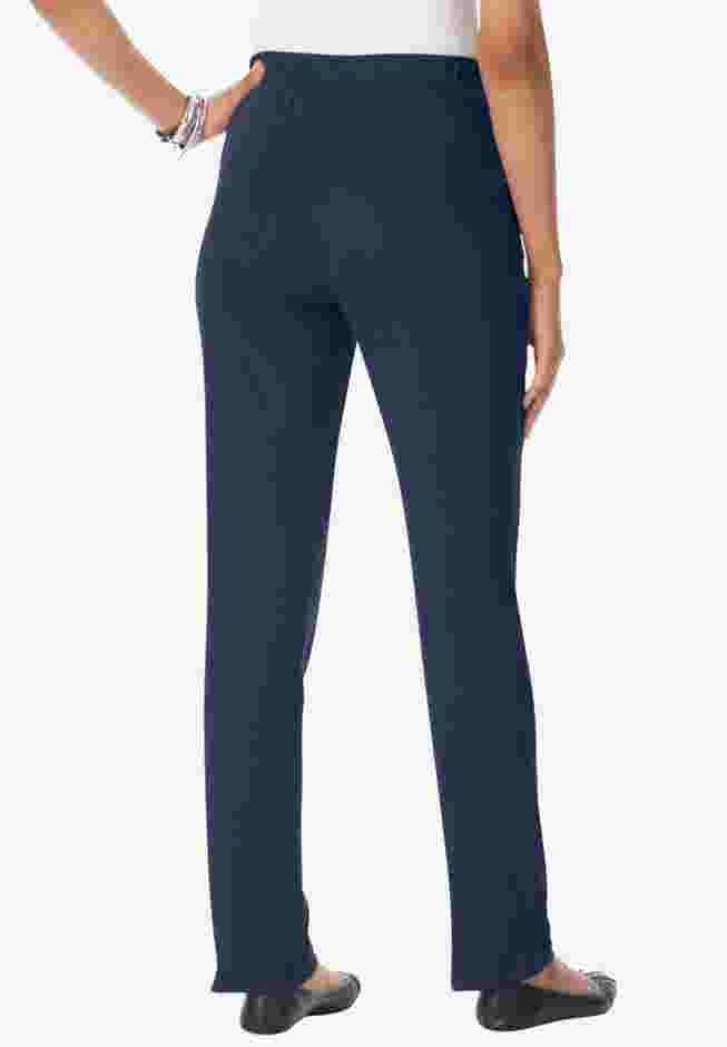 Plus Size Straight Leg Soft Knit Pull On Pant image number 1