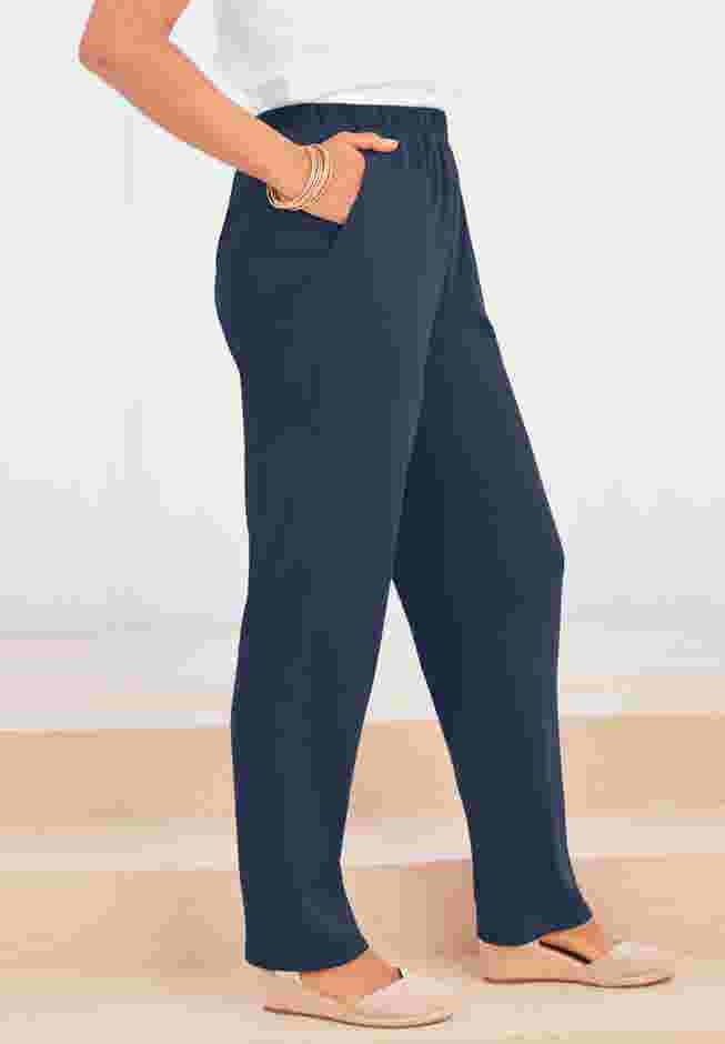 Plus Size Straight Leg Soft Knit Pull On Pant image number 2
