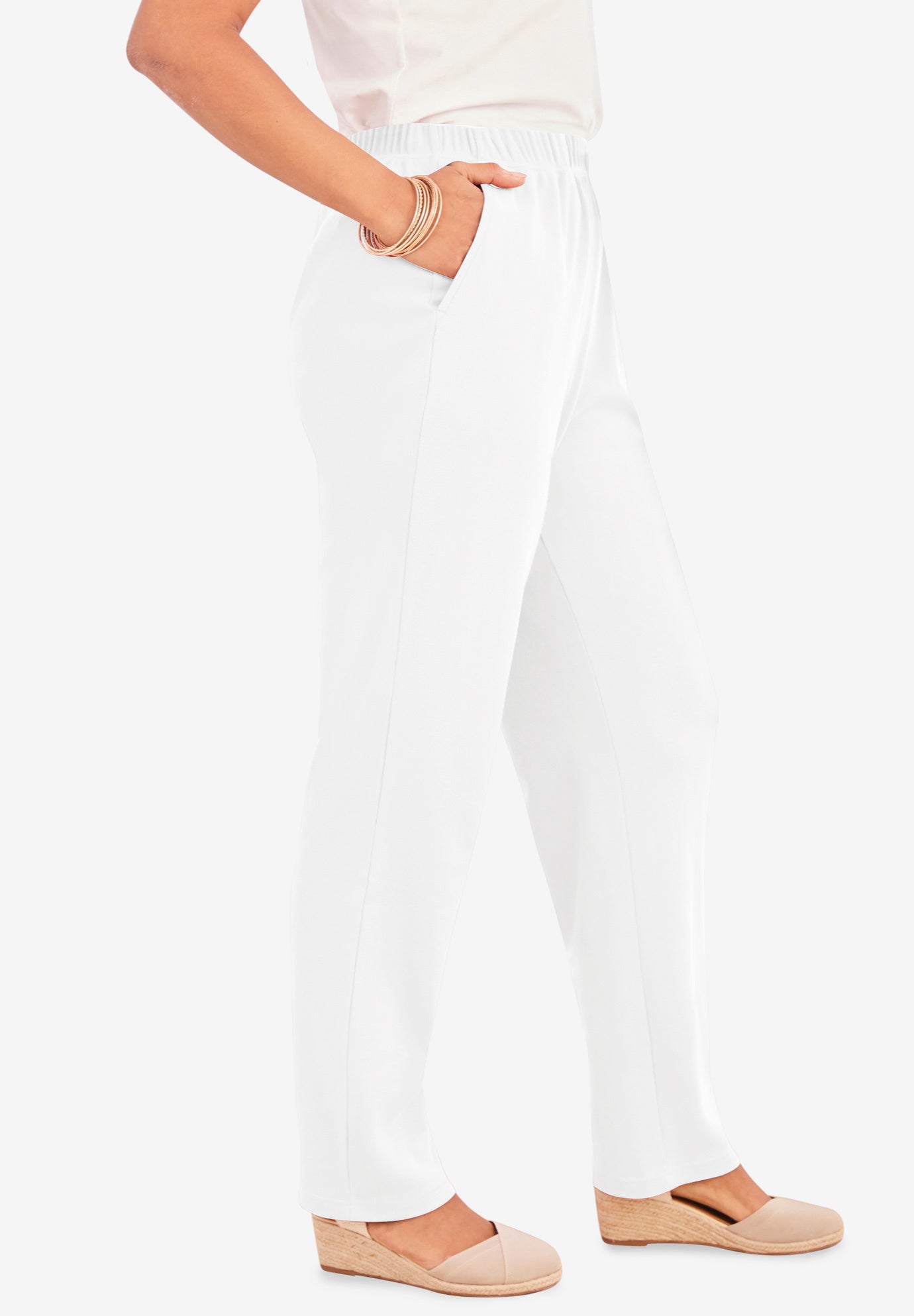 Plus Size Straight Leg Soft Knit Pull On Pant image number 2