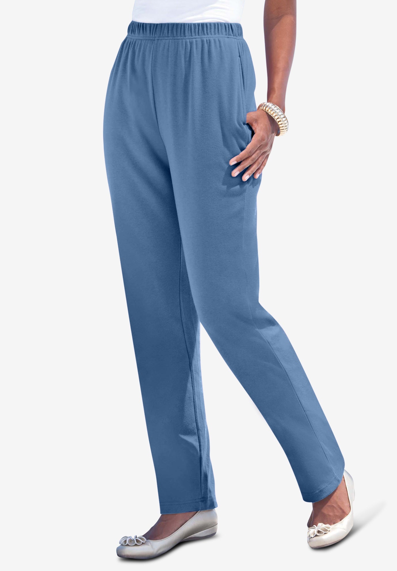 Plus Size Soft Knit Relaxed Pull-On Straight Leg Pant image number 1