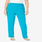 Plus Size Straight Leg Soft Knit Pull On Pant image number null