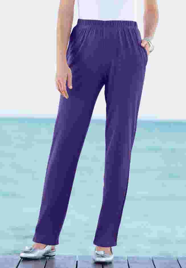 Plus Size Straight Leg Soft Knit Pull On Pant image number 0