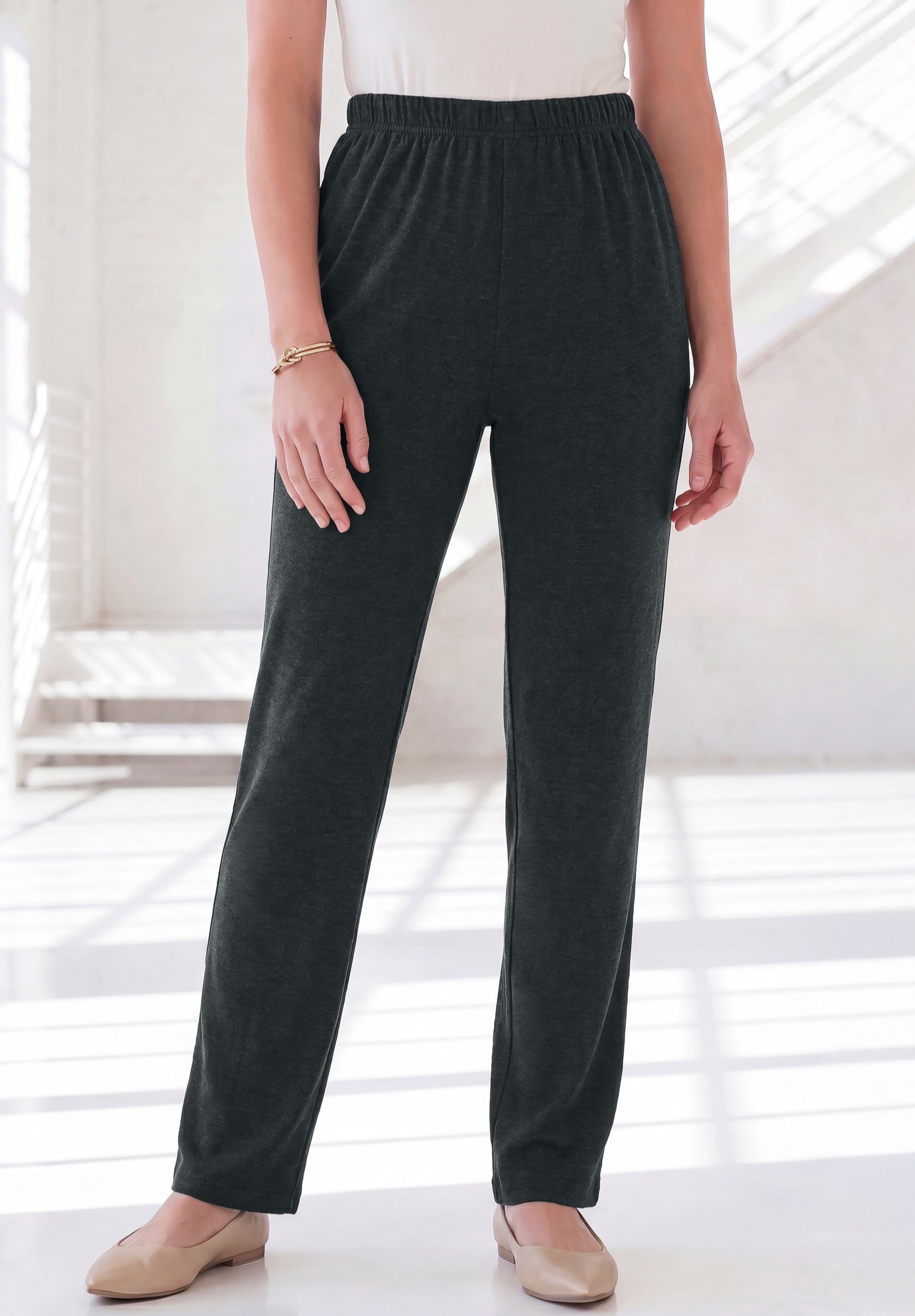Plus Size Soft Knit Relaxed Pull-On Straight Leg Pant image number 0