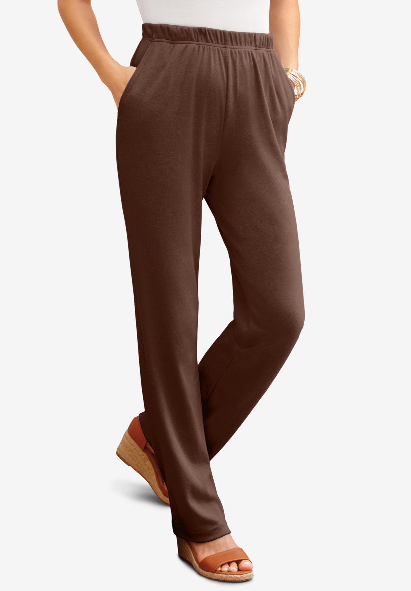 Plus Size Soft Knit Relaxed Pull-On Straight Leg Pant image number 0