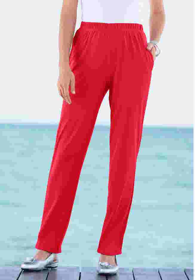 Plus Size Straight Leg Soft Knit Pull On Pant image number 0