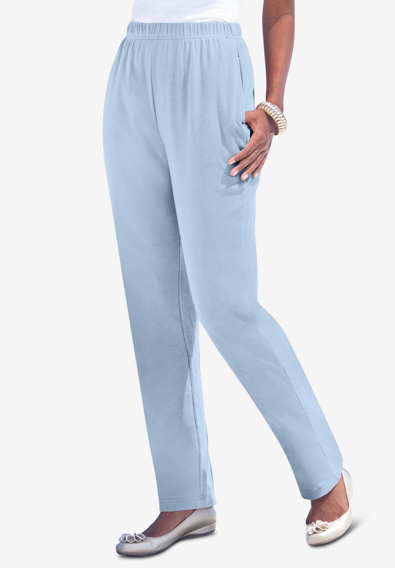Plus Size Straight Leg Soft Knit Pull On Pant image number 0
