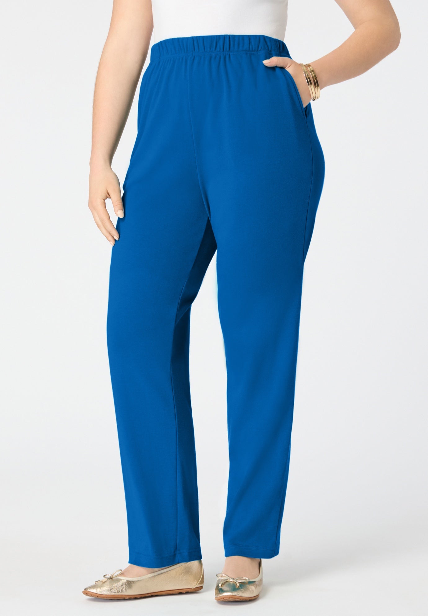 Plus Size Straight Leg Soft Knit Pull On Pant image number 0