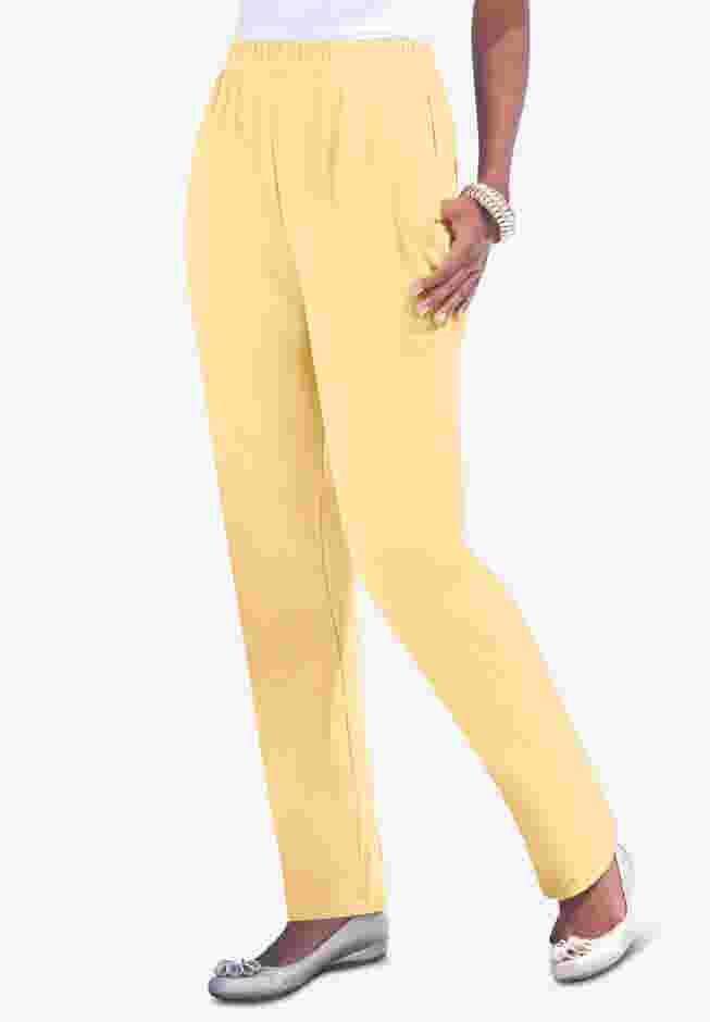 Plus Size Straight Leg Soft Knit Pull On Pant image number 0