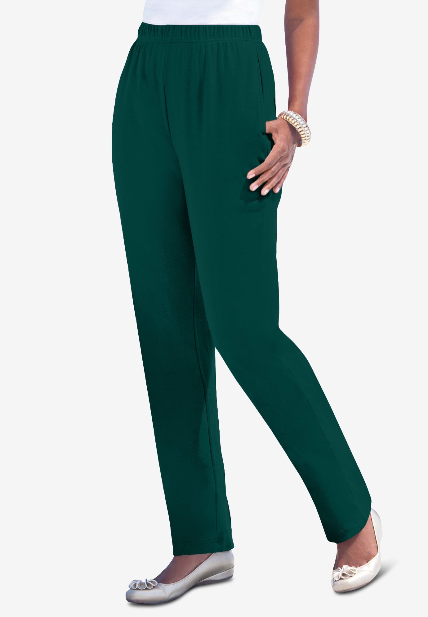 Plus Size Straight Leg Soft Knit Pull On Pant image number 0