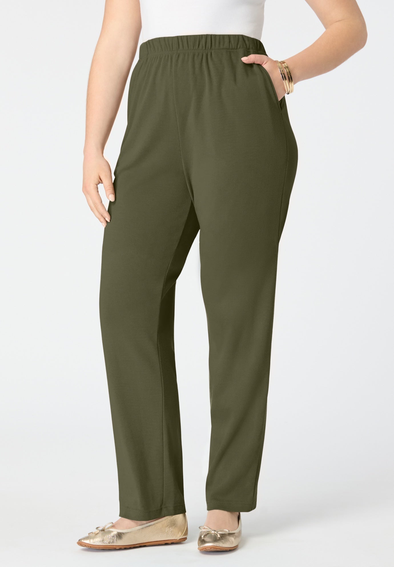 Plus Size Soft Knit Relaxed Pull-On Straight Leg Pant image number 0