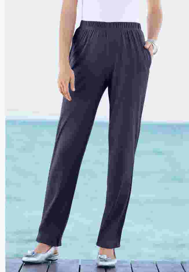 Plus Size Straight Leg Soft Knit Pull On Pant image number 0