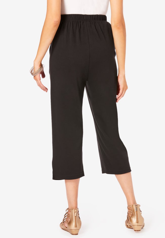 Plus Size Soft Knit Pull-On Capri Pant image number 1