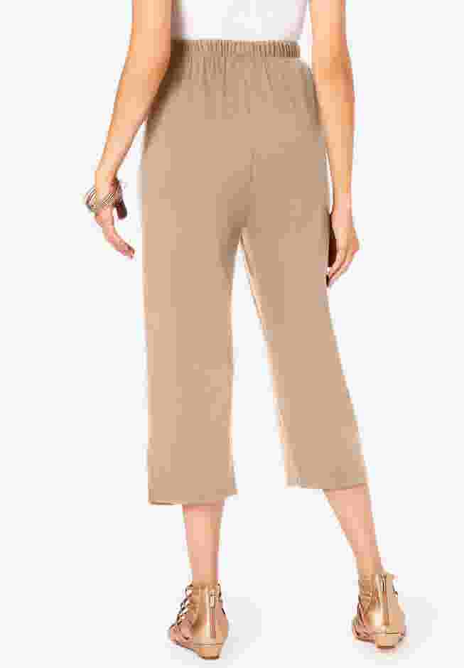 Plus Size Soft Knit Pull-On Capri Pant image number 1