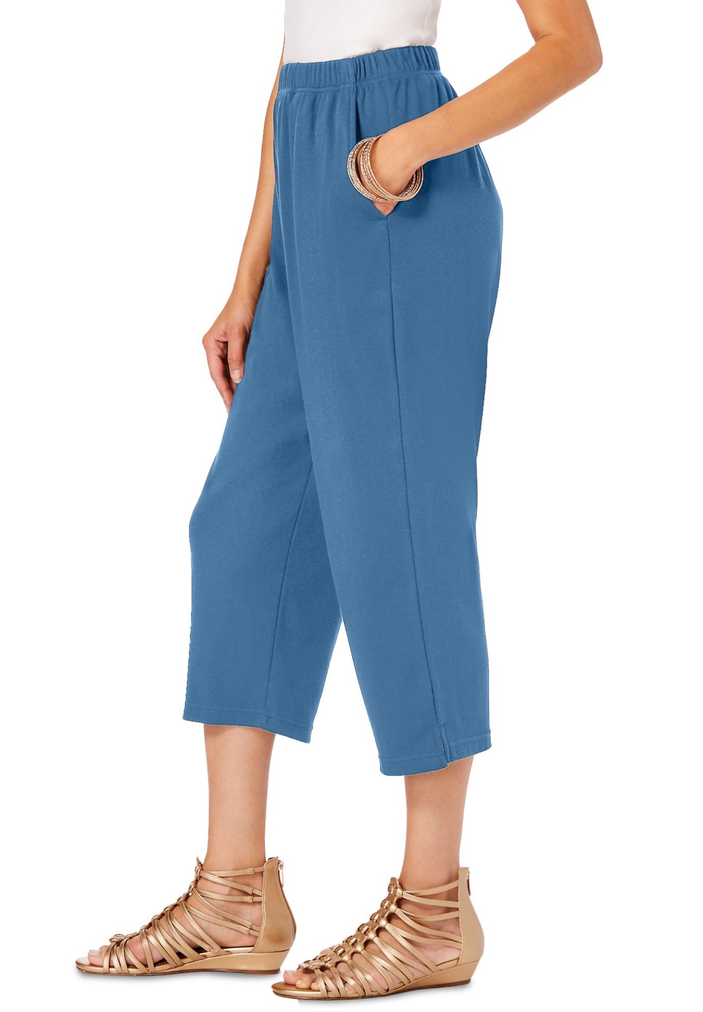 Plus Size Soft Knit Pull-On Capri Pant image number 2