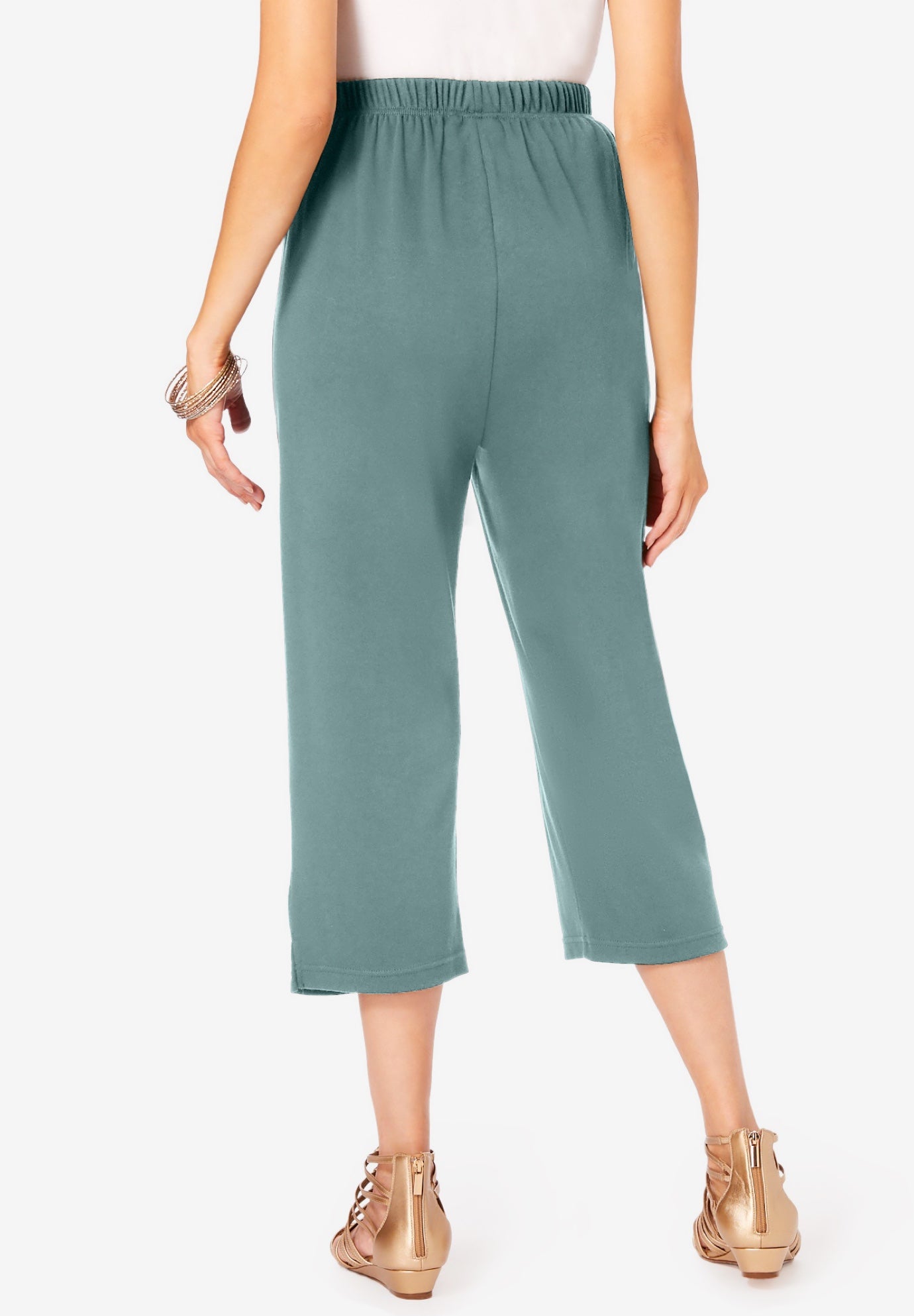 Plus Size Soft Knit Pull-On Capri Pant image number 1