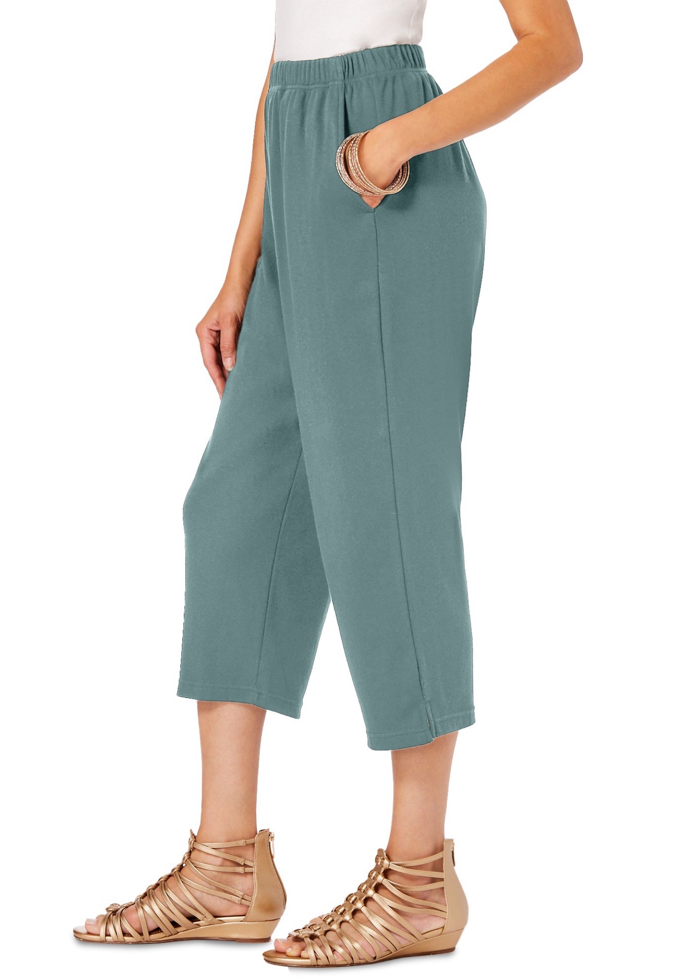 Plus Size Soft Knit Pull-On Capri Pant image number 2