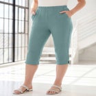 Plus Size Soft Knit Relaxed Pull-On Capri Pant image number null