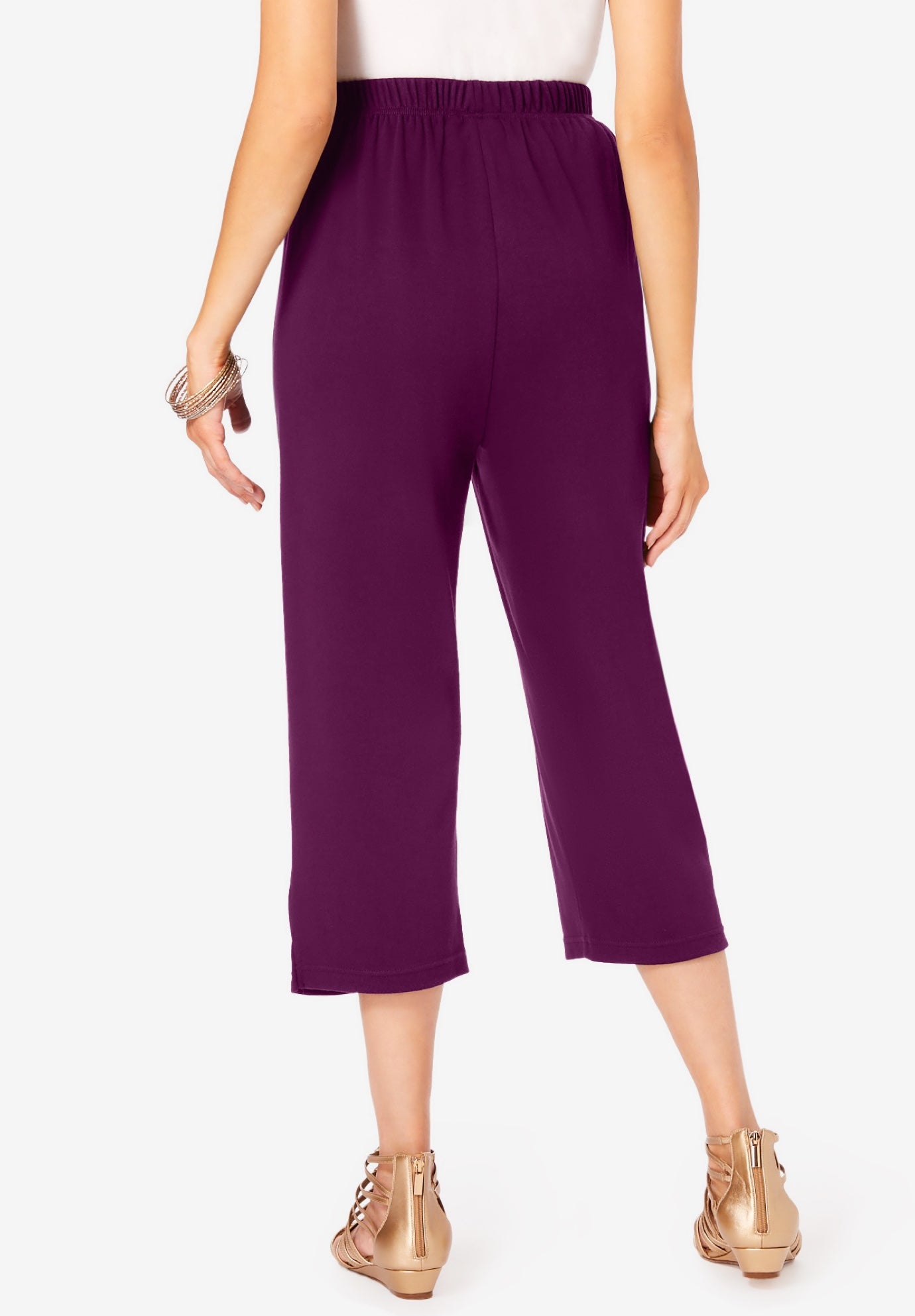 Plus Size Soft Knit Relaxed Pull-On Capri Pant image number 1