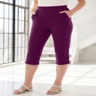 Plus Size Soft Knit Relaxed Pull-On Capri Pant image number null