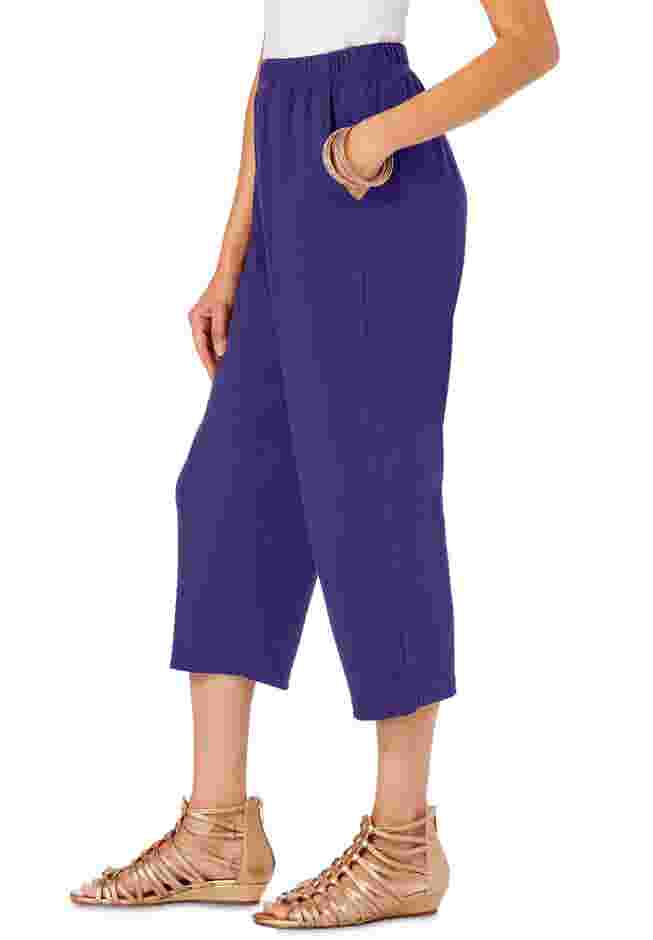 Plus Size Soft Knit Pull-On Capri Pant image number 2