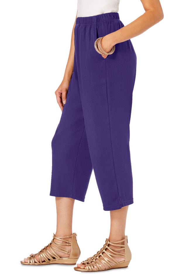Plus Size Soft Knit Pull-On Capri Pant image number 2