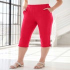 Plus Size Soft Knit Relaxed Pull-On Capri Pant image number null