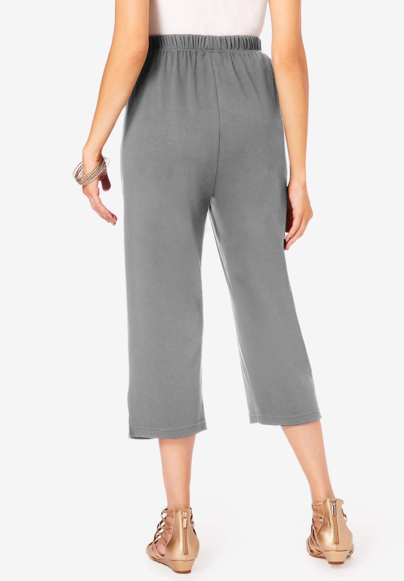 Plus Size Soft Knit Pull-On Capri Pant image number 1