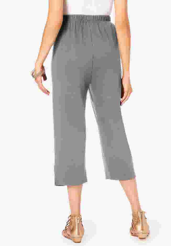Plus Size Soft Knit Pull-On Capri Pant image number 1