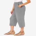 Plus Size Soft Knit Pull-On Capri Pant image number null