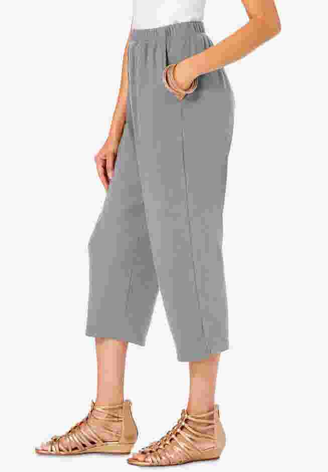 Plus Size Soft Knit Pull-On Capri Pant image number 2