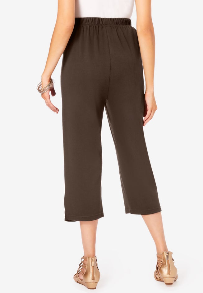 Plus Size Soft Knit Pull-On Capri Pant image number 1